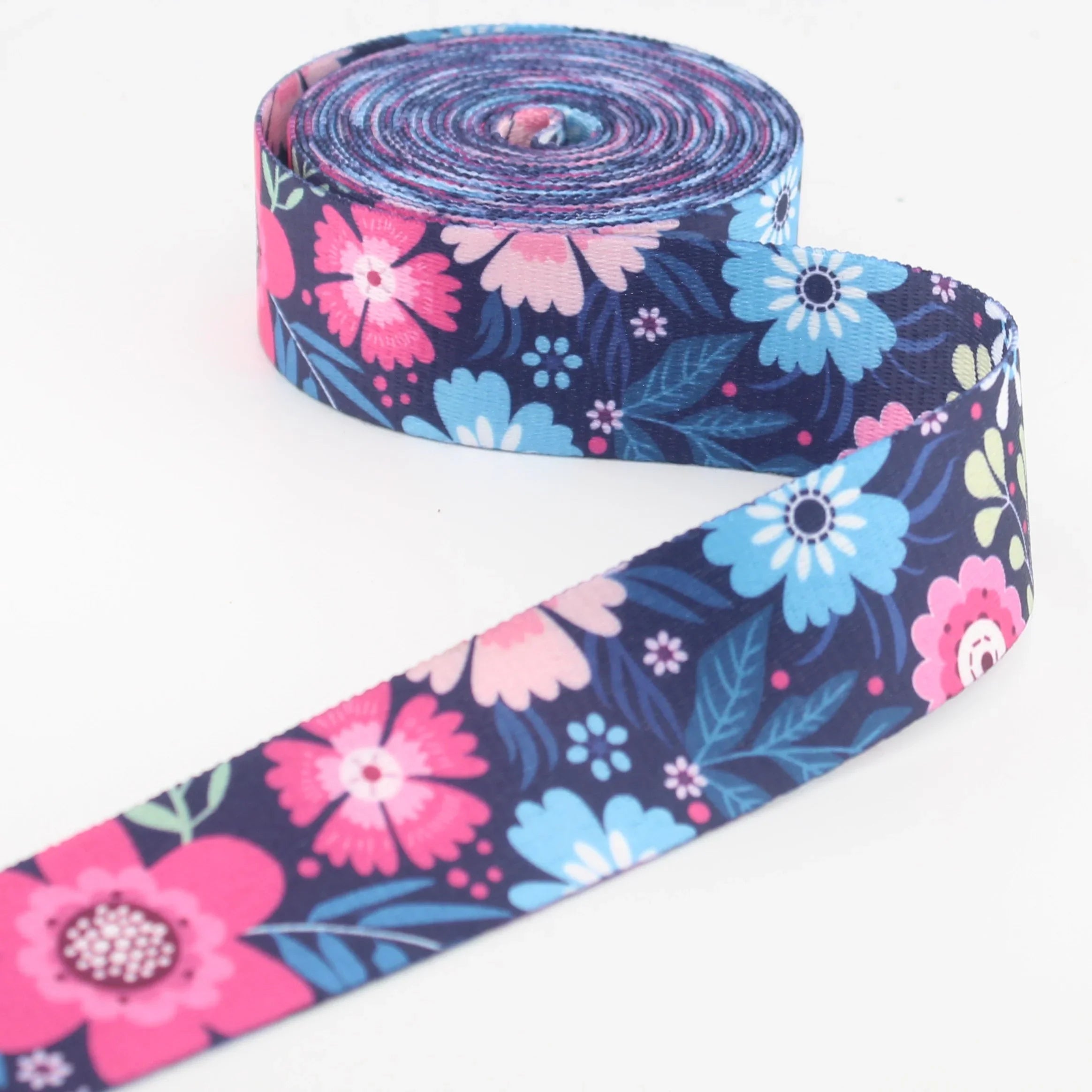 5 meters 38mm Floral Design Printed Polyester Webbing #RUB3580 - ACCESSOIRES LEDUC BV