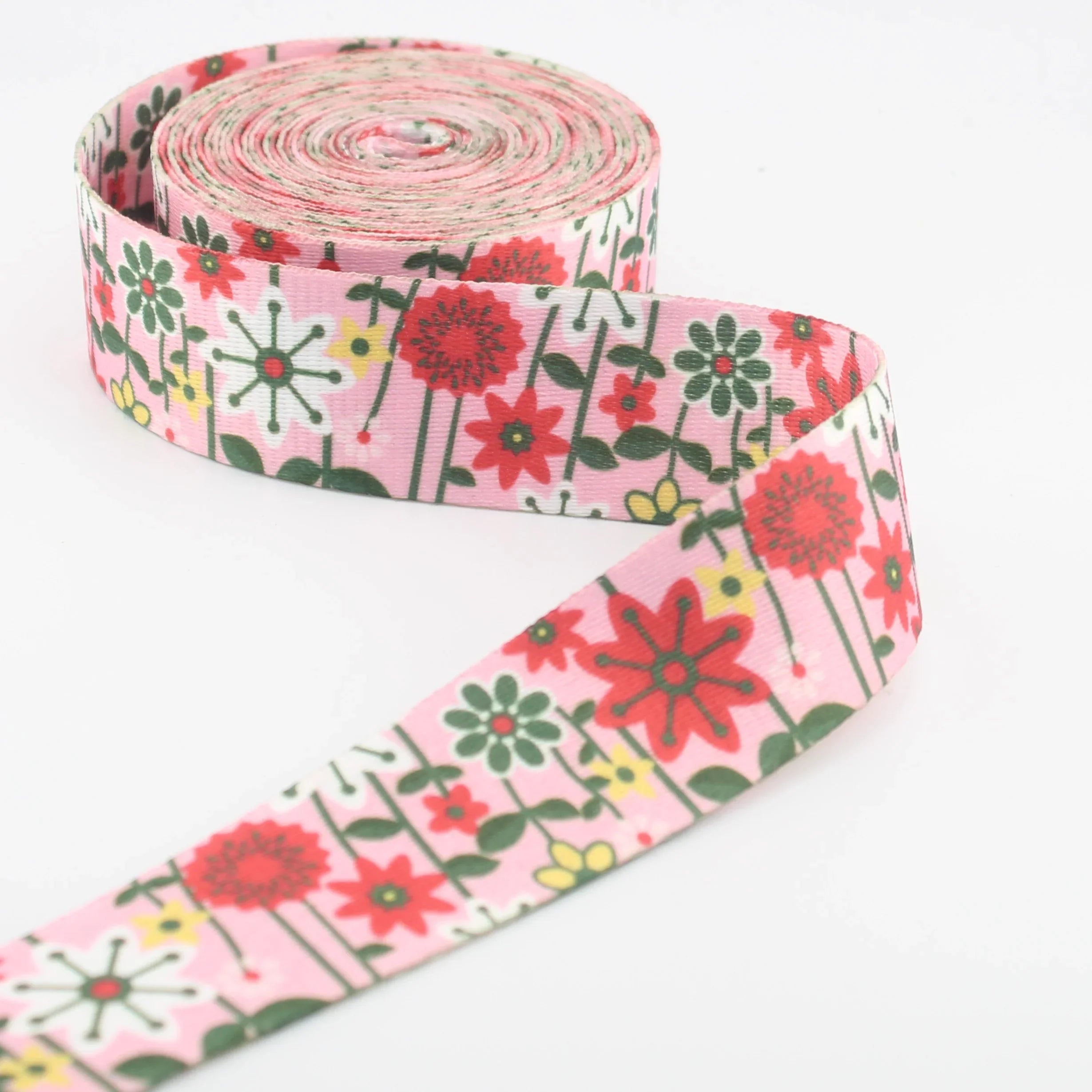 5 meters 38mm Floral Design Printed Polyester Webbing #RUB3580 - ACCESSOIRES LEDUC BV