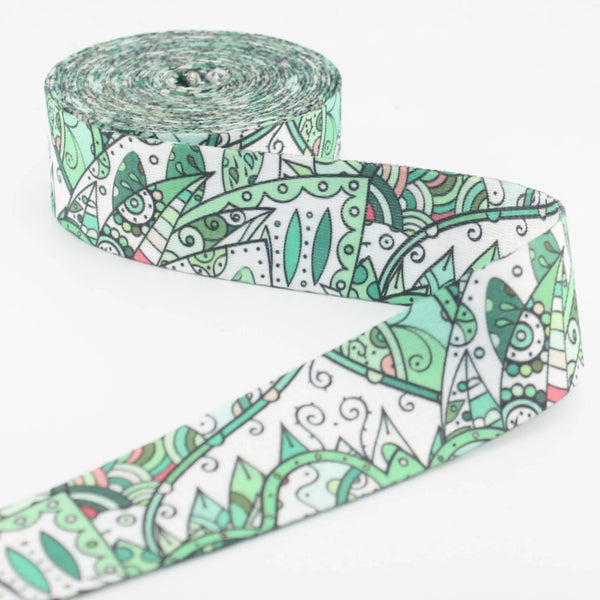 5 meters 38mm Paisley Design Printed Polyester Webbing #RUB3581 - ACCESSOIRES LEDUC BV