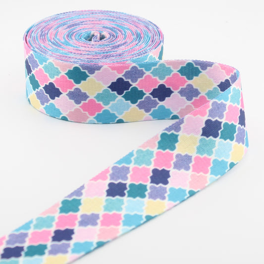5 meters 38mm Colorful Geometric Design Printed Polyester Webbing #RUB3582