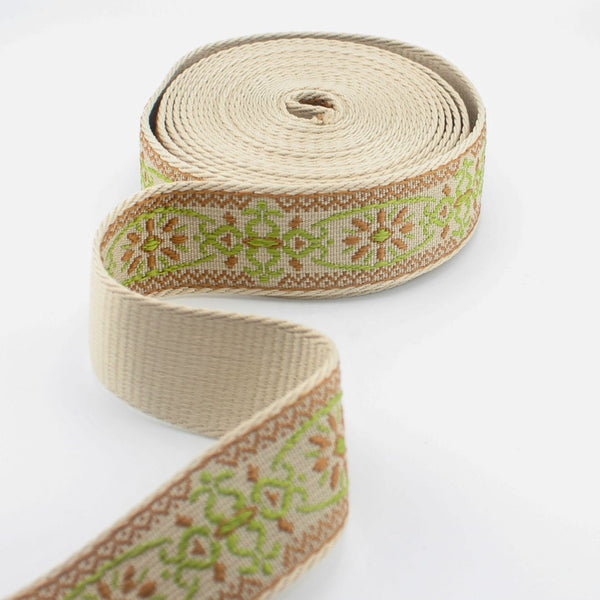 Floral Deluxe Webbing 38 mm | Decorative Strap Webbing for Bags & Upholstery (RUB3584)