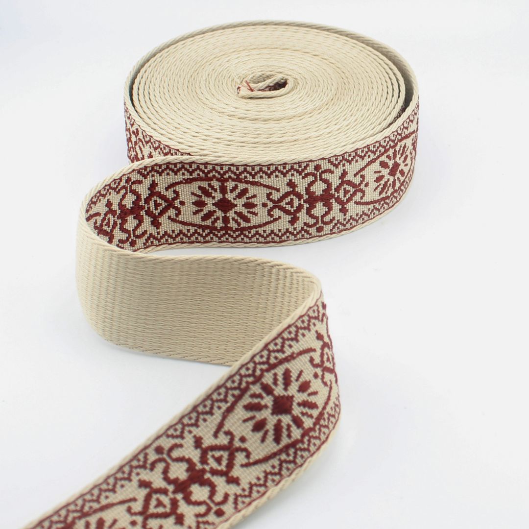 Floral Deluxe Webbing 38 mm | Decorative Strap Webbing for Bags & Upholstery (RUB3584)