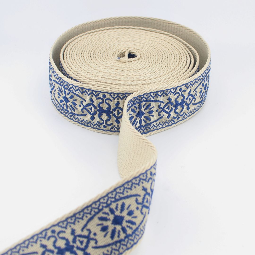 Floral Deluxe Webbing 38 mm | Decorative Strap Webbing for Bags & Upholstery (RUB3584)