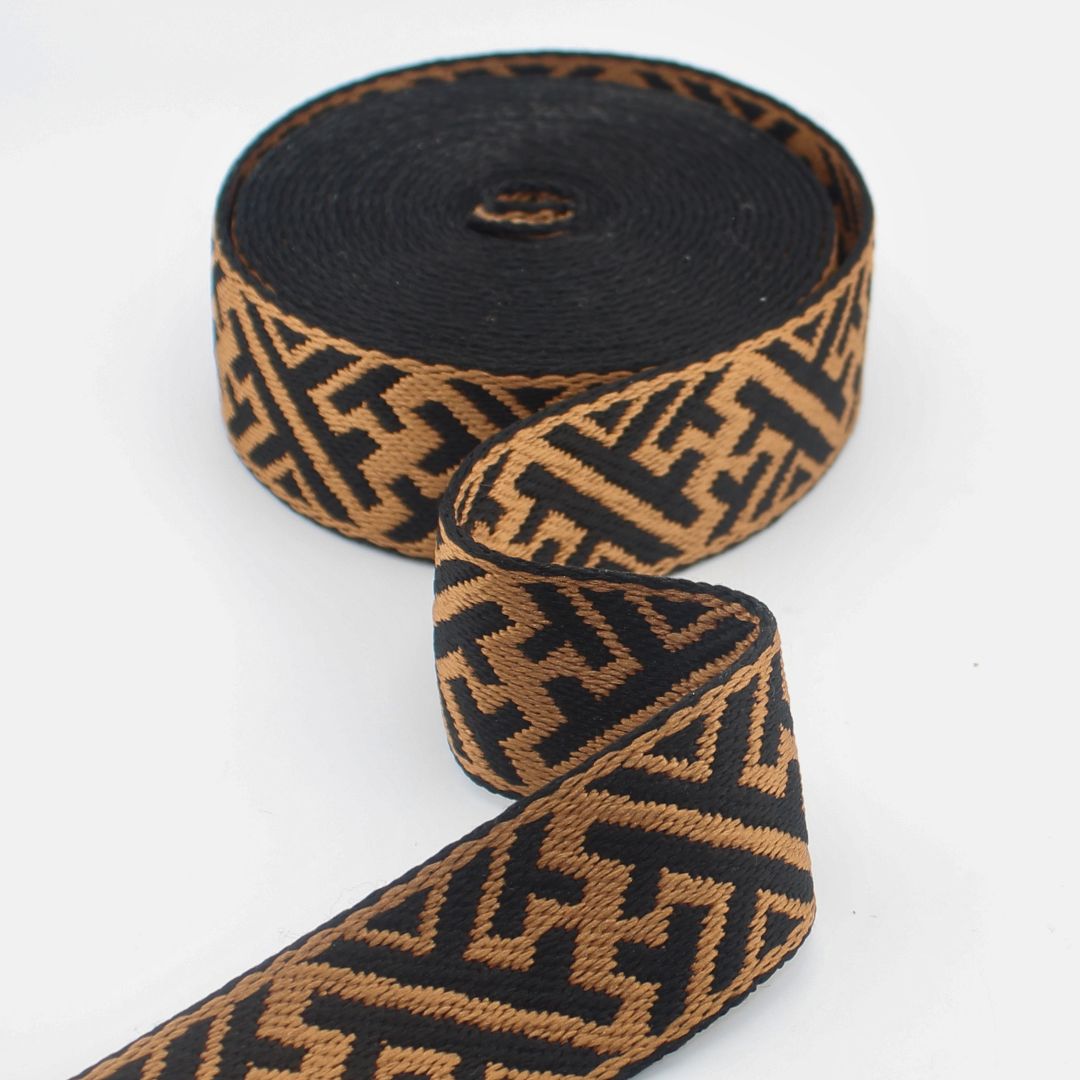 Geometrical Webbing 38 mm | Decorative Strap Webbing for Bags & Upholstery (RUB3586)
