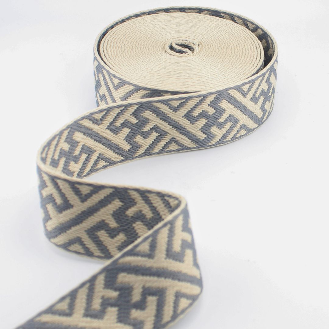 Geometrical Webbing 38 mm | Decorative Strap Webbing for Bags & Upholstery (RUB3586)