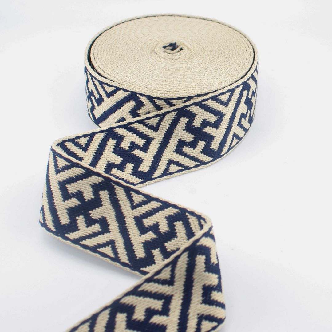 Geometrical Webbing 38 mm | Decorative Strap Webbing for Bags & Upholstery (RUB3586)