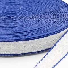 6 Meters White Floral Lace Trimming with Colored Edges (Blue or Green variants)
