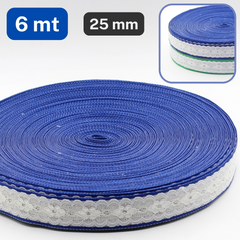 6 Meters White Floral Lace Trimming with Colored Edges (Blue or Green variants)