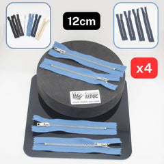 Set of 4 Trouser Metal Zippers - available in 12cm, 14cm, 16cm or 18cm - in Black, White, Blue, Navy, Beige or Brown