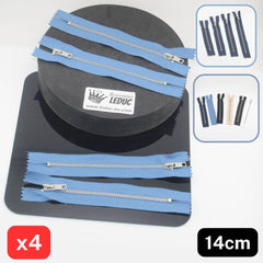 Set of 4 Trouser Metal Zippers - available in 12cm, 14cm, 16cm or 18cm - in Black, White, Blue, Navy, Beige or Brown