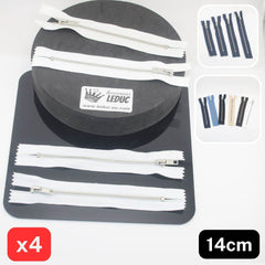 Set of 4 Trouser Metal Zippers - available in 12cm, 14cm, 16cm or 18cm - in Black, White, Blue, Navy, Beige or Brown