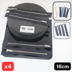 Set of 4 Trouser Metal Zippers - available in 12cm, 14cm, 16cm or 18cm - in Black, White, Blue, Navy, Beige or Brown