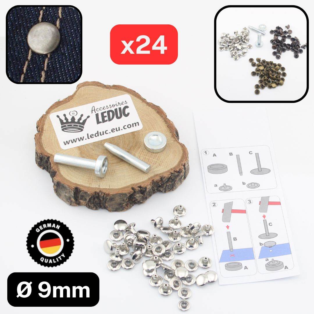 Blister of 24 Rivets 9mm with Tool - ACCESSOIRES LEDUC BV