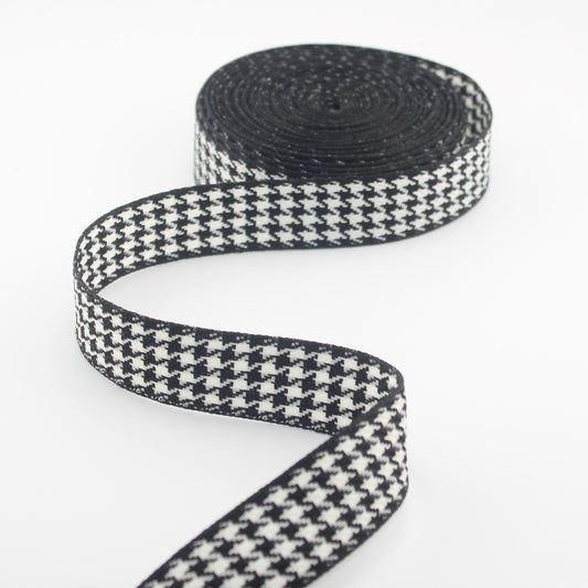 10 meters 25mm Ribbon with Houndstooth Pattern 100% Polyester