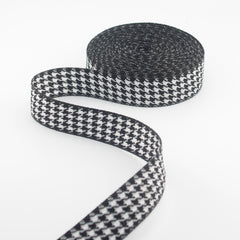 10 meters 25mm Ribbon with Houndstooth Pattern 100% Polyester