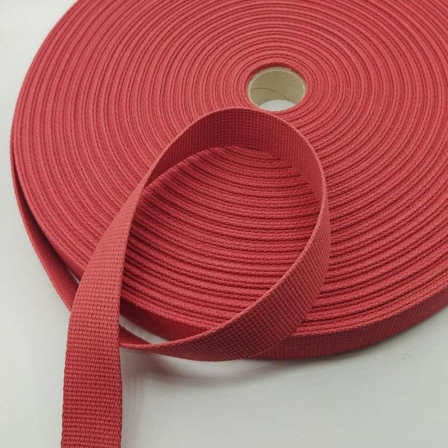 1 Roll of 50 meters 34mm Wide Red Cotton Webbing - ACCESSOIRES LEDUC BV