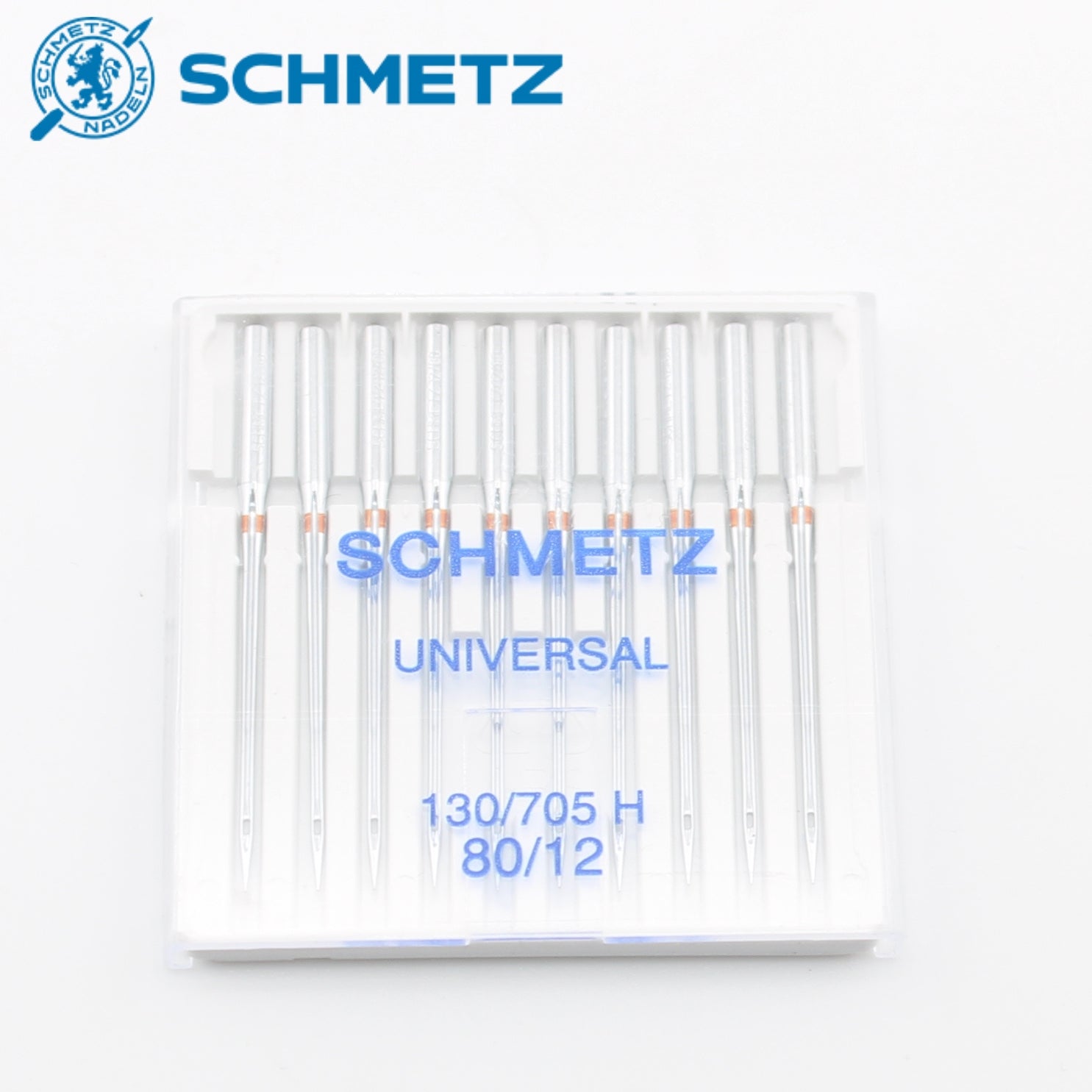 Boîte d'aiguilles à coudre universelles Schmetz 130/705 H taille 80/12