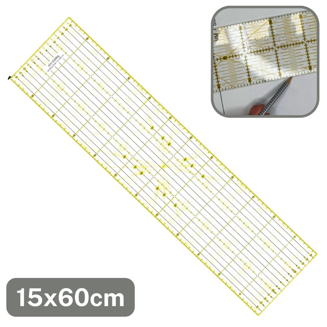 Sewing ruler (quilt/patchwork) 15x60cm - YELLOW