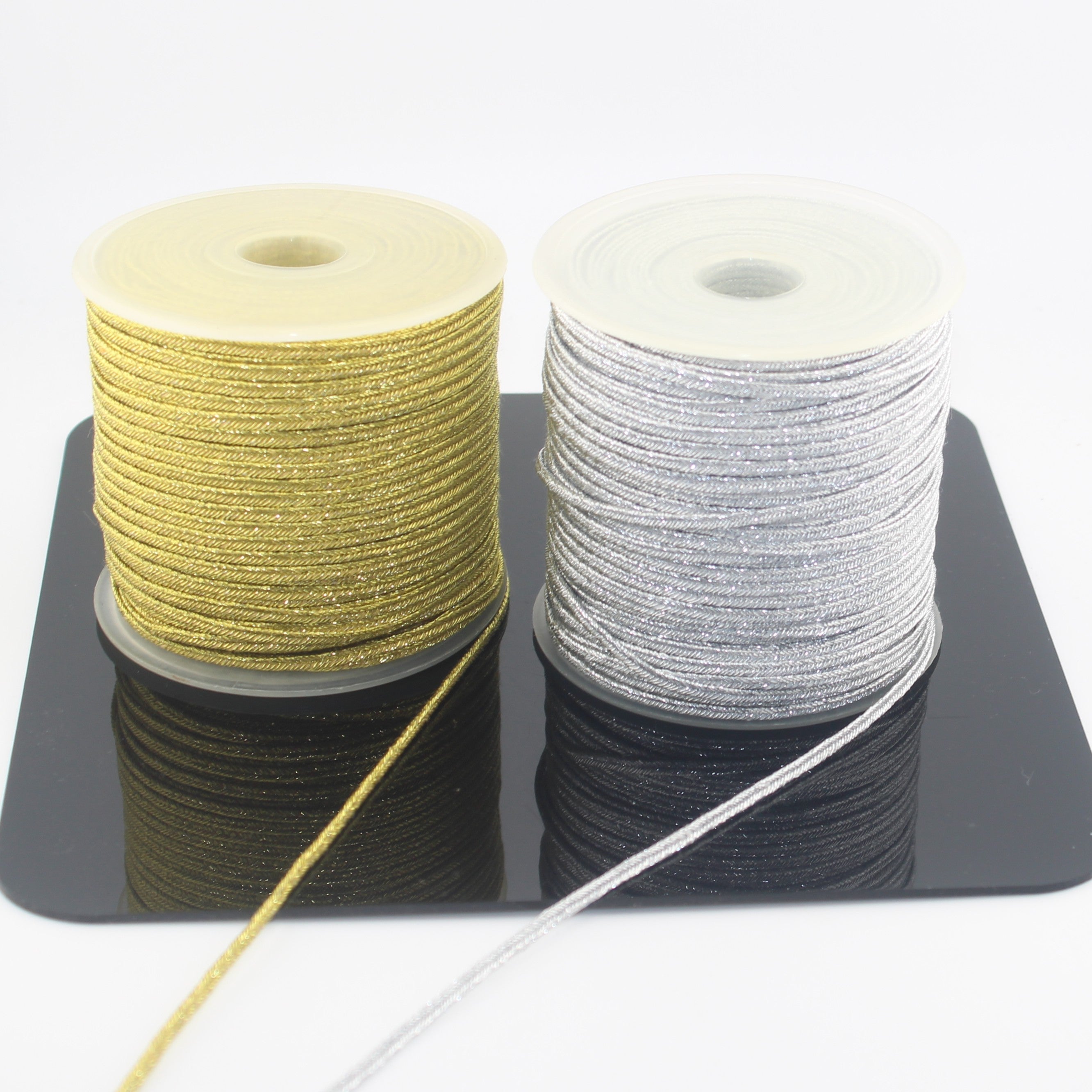 10 meter Metallic Lurex Soutache 3mm wide Gold or Silver