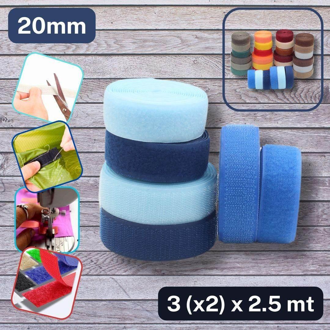 3 (x2) x 2.50 meters Colored Hook on Loop Tape (Velcro) - 20mm or 25mm Mix of 3 colours #HNL501 - ACCESSOIRES LEDUC BV