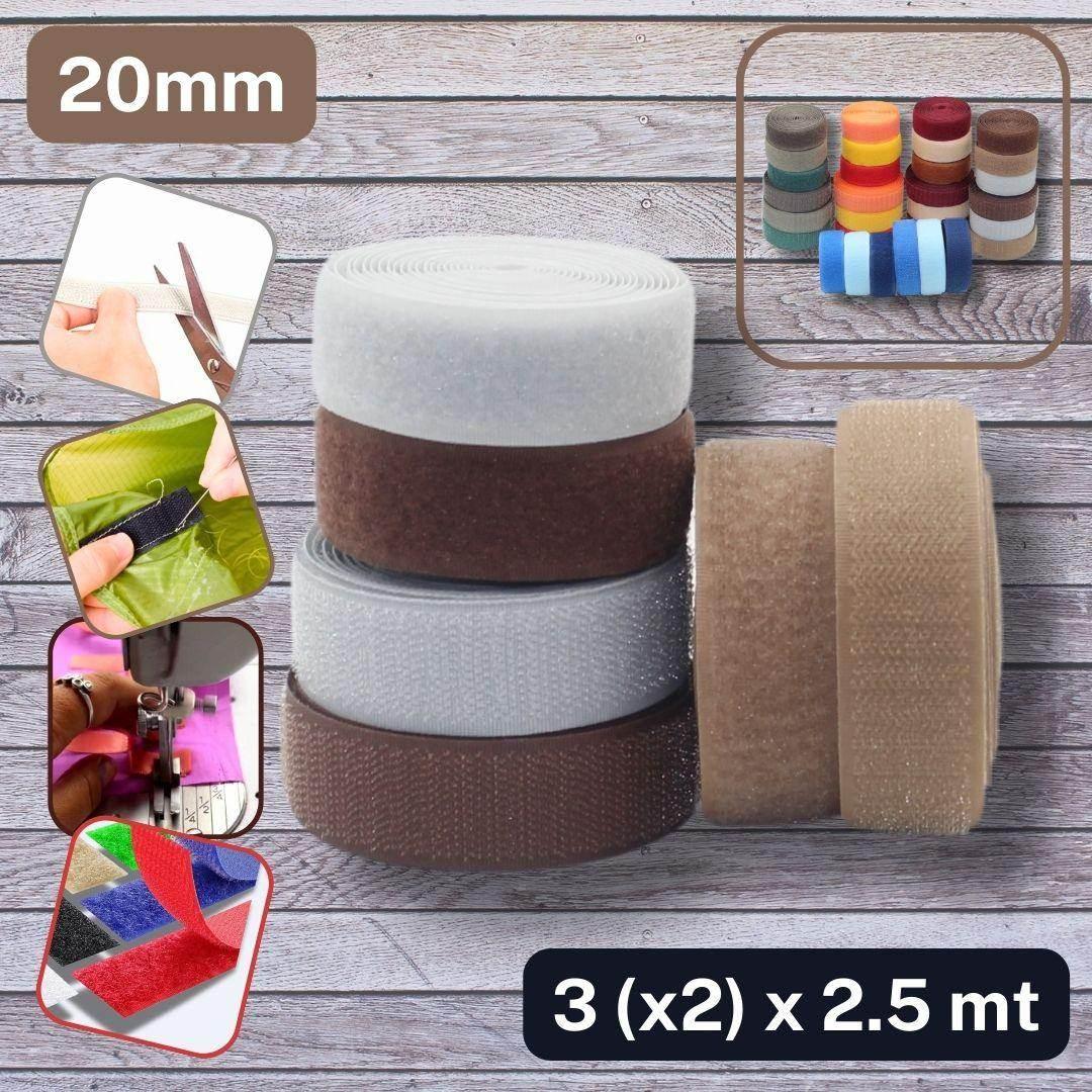 3 (x2) x 2.50 meters Colored Hook on Loop Tape (Velcro) - 20mm or 25mm Mix of 3 colours #HNL501 - ACCESSOIRES LEDUC BV