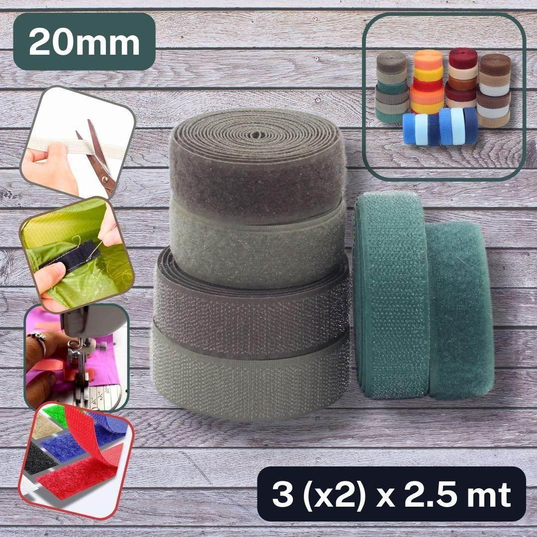 3 (x2) x 2.50 meters Colored Hook on Loop Tape (Velcro) - 20mm or 25mm Mix of 3 colours #HNL501 - ACCESSOIRES LEDUC BV