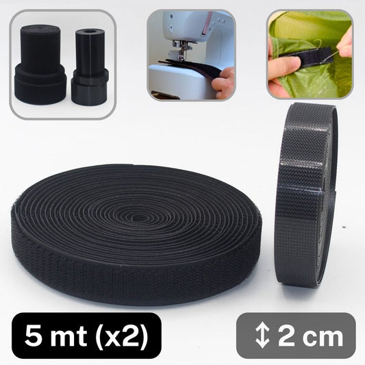 5 meters Super Strong Hook & Loop tape (Velcro type) to sew-on available in 20 50 or 100mm - ACCESSOIRES LEDUC BV