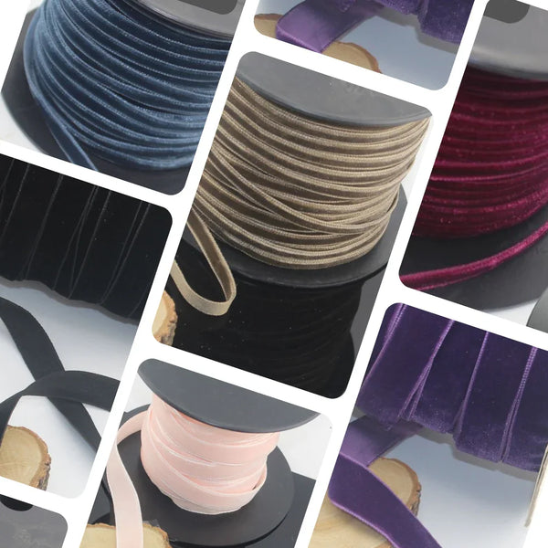 5 Meters Velvet Ribbon, available in different sizes & colours - ACCESSOIRES LEDUC BV