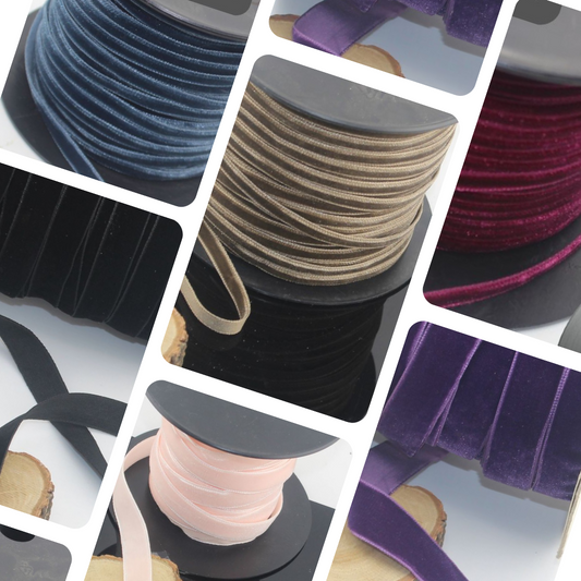 5 Meters Velvet Ribbon, available in different sizes & colours