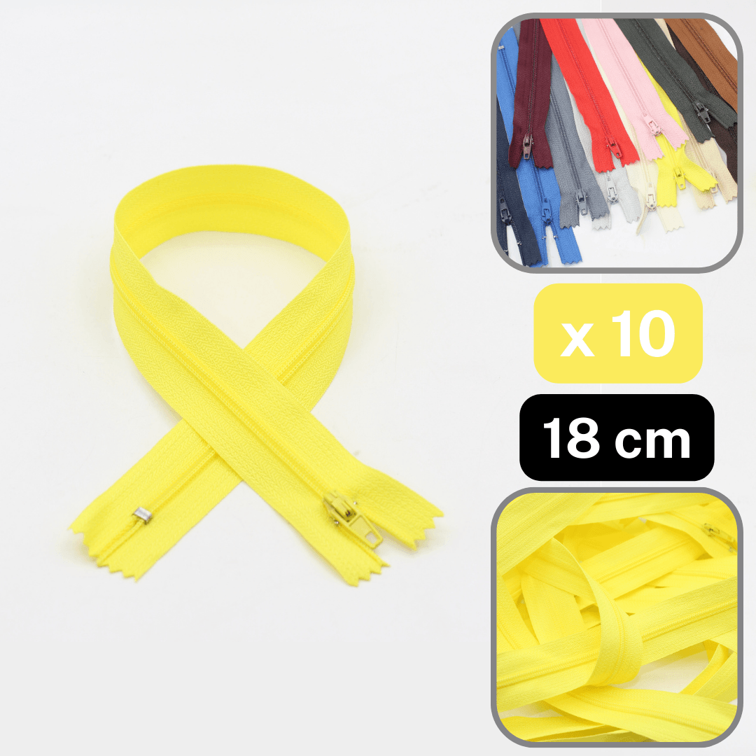 10 Coloured Nylon Zippers available in 18cm, 20cm, 35cm or 60cm #ZNP - ACCESSOIRES LEDUC BV