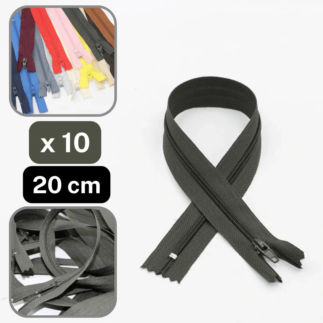 10 Coloured Nylon Zippers available in 18cm, 20cm, 35cm or 60cm #ZNP - ACCESSOIRES LEDUC BV