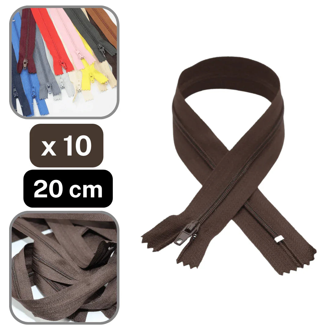 10 Coloured Nylon Zippers available in 18cm, 20cm, 35cm or 60cm #ZNP - ACCESSOIRES LEDUC BV