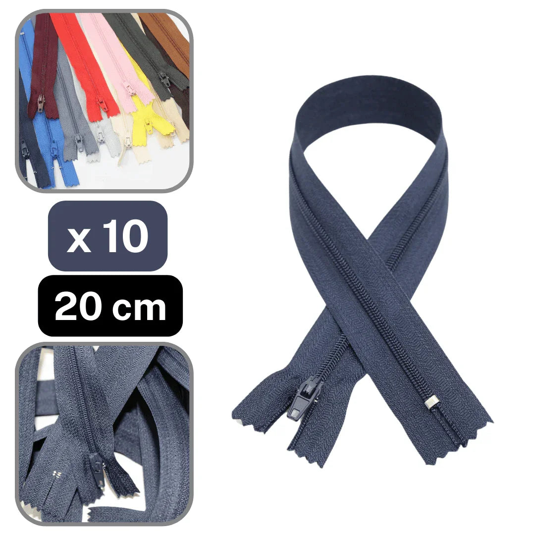 10 Coloured Nylon Zippers available in 18cm, 20cm, 35cm or 60cm #ZNP - ACCESSOIRES LEDUC BV