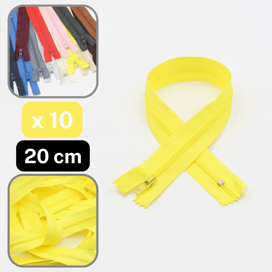 10 Coloured Nylon Zippers available in 18cm, 20cm, 35cm or 60cm #ZNP - ACCESSOIRES LEDUC BV