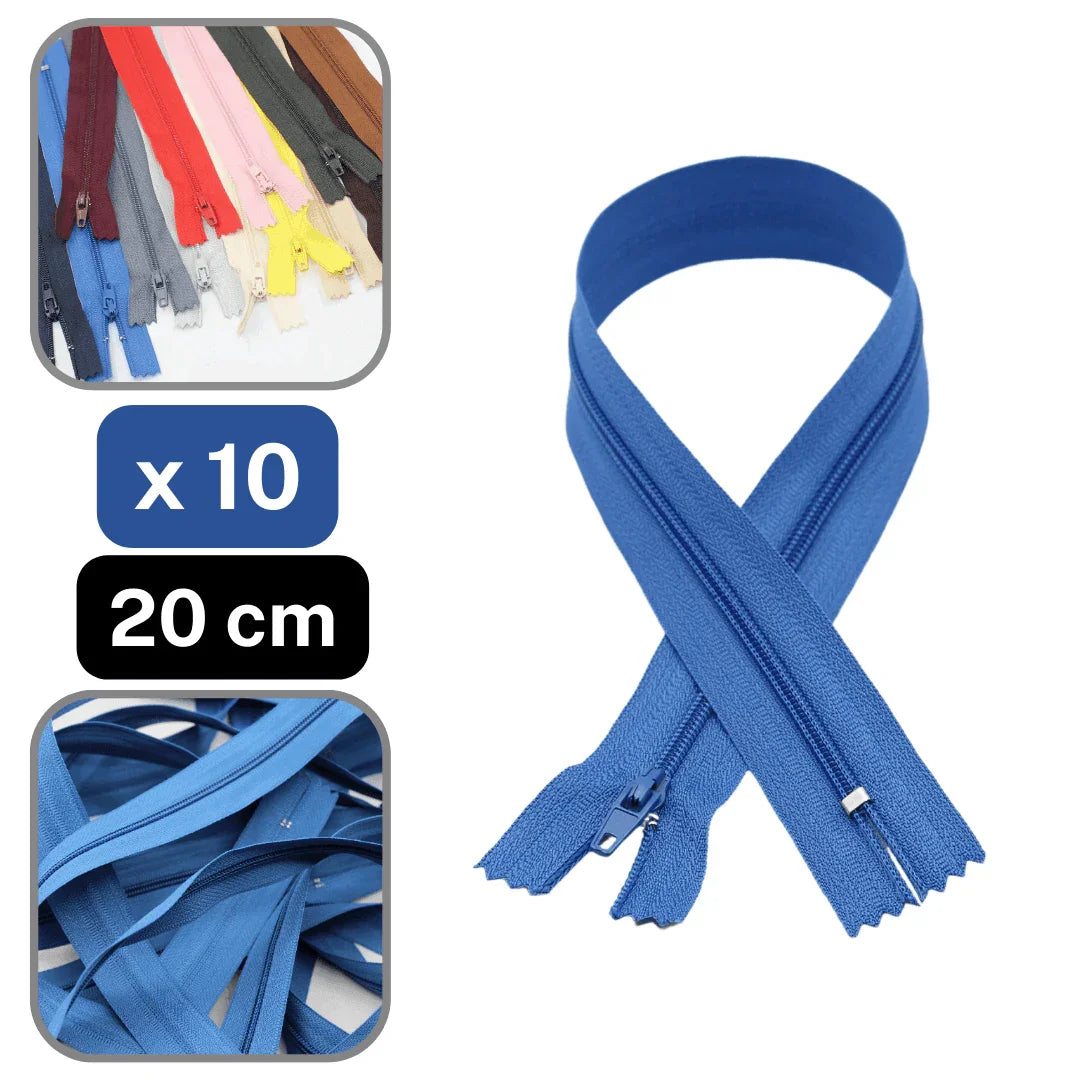10 Coloured Nylon Zippers available in 18cm, 20cm, 35cm or 60cm #ZNP - ACCESSOIRES LEDUC BV