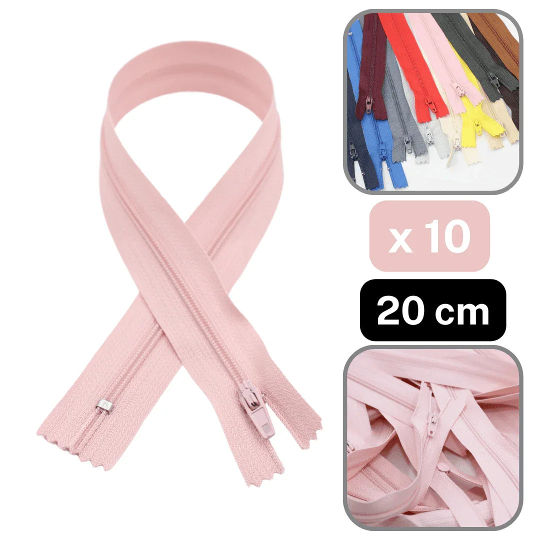 10 Coloured Nylon Zippers available in 18cm, 20cm, 35cm or 60cm #ZNP - ACCESSOIRES LEDUC BV