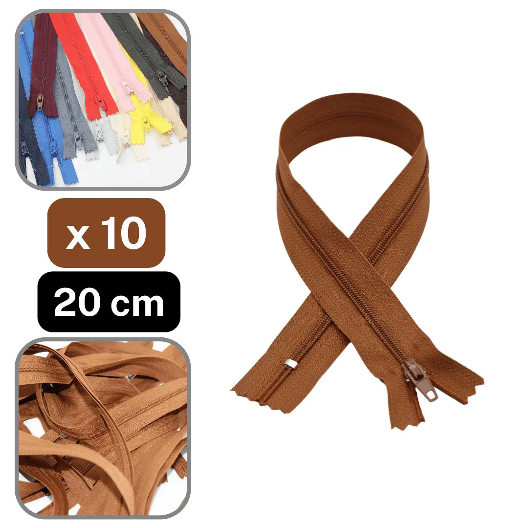 10 Coloured Nylon Zippers available in 18cm, 20cm, 35cm or 60cm #ZNP - ACCESSOIRES LEDUC BV