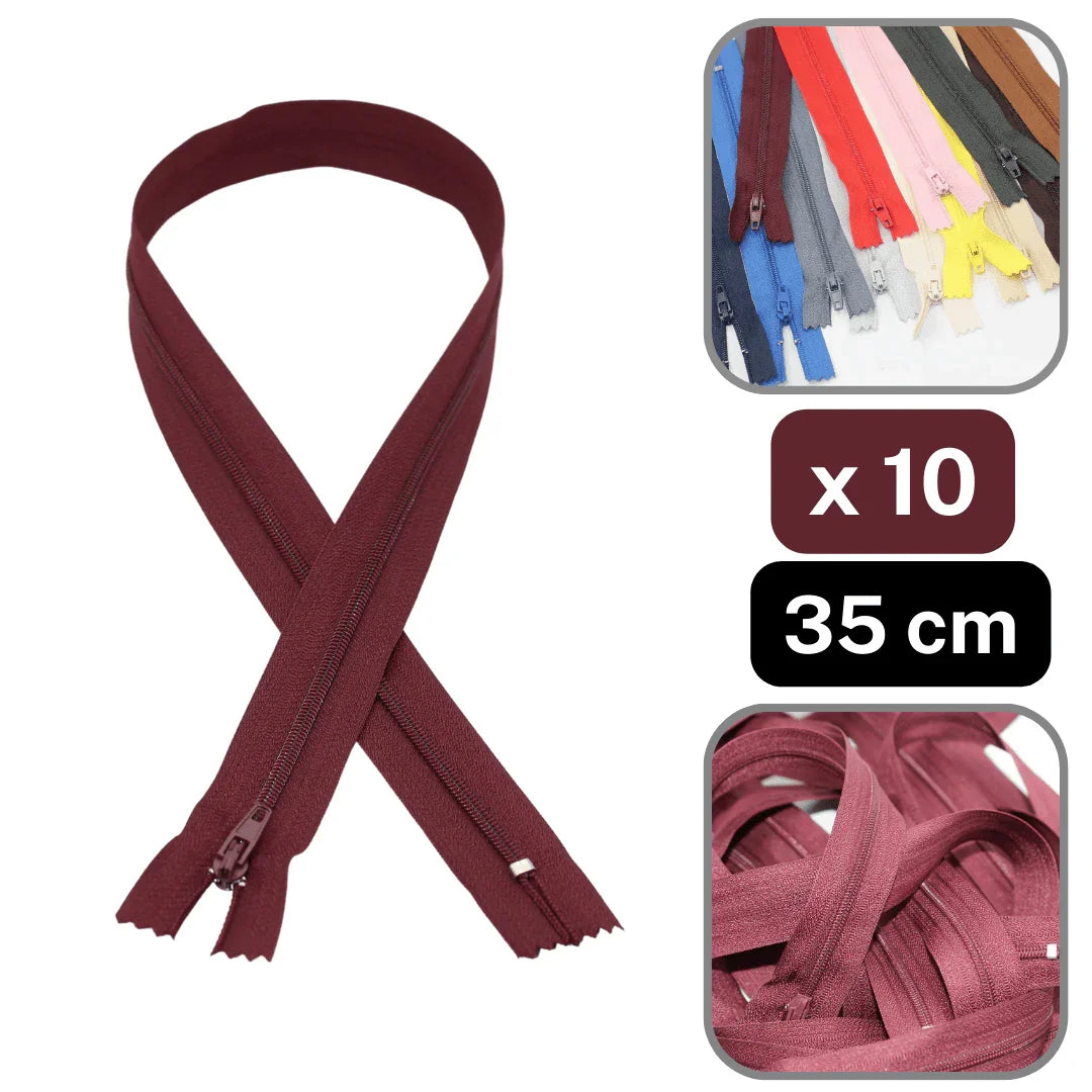 10 Coloured Nylon Zippers available in 18cm, 20cm, 35cm or 60cm #ZNP - ACCESSOIRES LEDUC BV