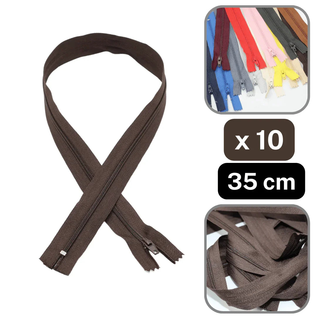 10 Coloured Nylon Zippers available in 18cm, 20cm, 35cm or 60cm #ZNP - ACCESSOIRES LEDUC BV
