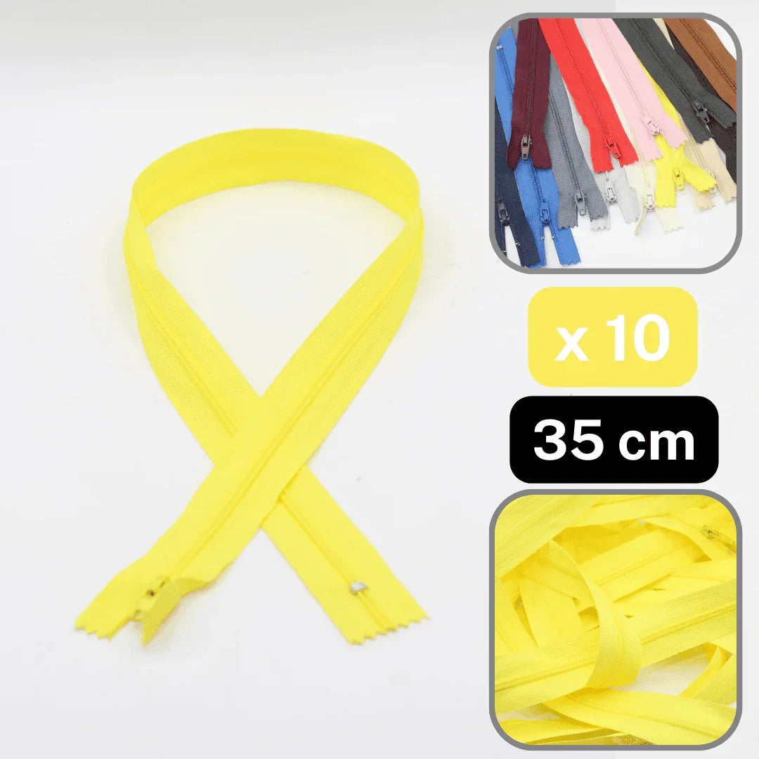 10 Coloured Nylon Zippers available in 18cm, 20cm, 35cm or 60cm #ZNP - ACCESSOIRES LEDUC BV
