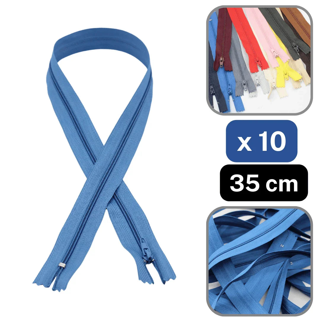 10 Coloured Nylon Zippers available in 18cm, 20cm, 35cm or 60cm #ZNP - ACCESSOIRES LEDUC BV