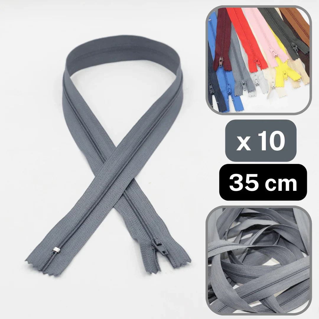 10 Coloured Nylon Zippers available in 18cm, 20cm, 35cm or 60cm #ZNP - ACCESSOIRES LEDUC BV