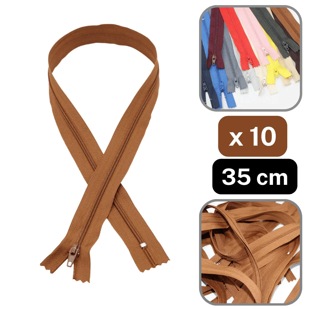 10 Coloured Nylon Zippers available in 18cm, 20cm, 35cm or 60cm #ZNP - ACCESSOIRES LEDUC BV