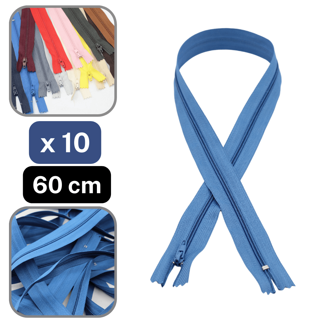 10 Coloured Nylon Zippers available in 18cm, 20cm, 35cm or 60cm #ZNP - ACCESSOIRES LEDUC BV