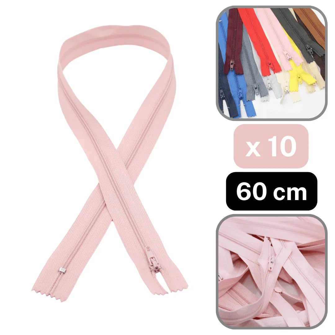 10 Coloured Nylon Zippers available in 18cm, 20cm, 35cm or 60cm #ZNP - ACCESSOIRES LEDUC BV