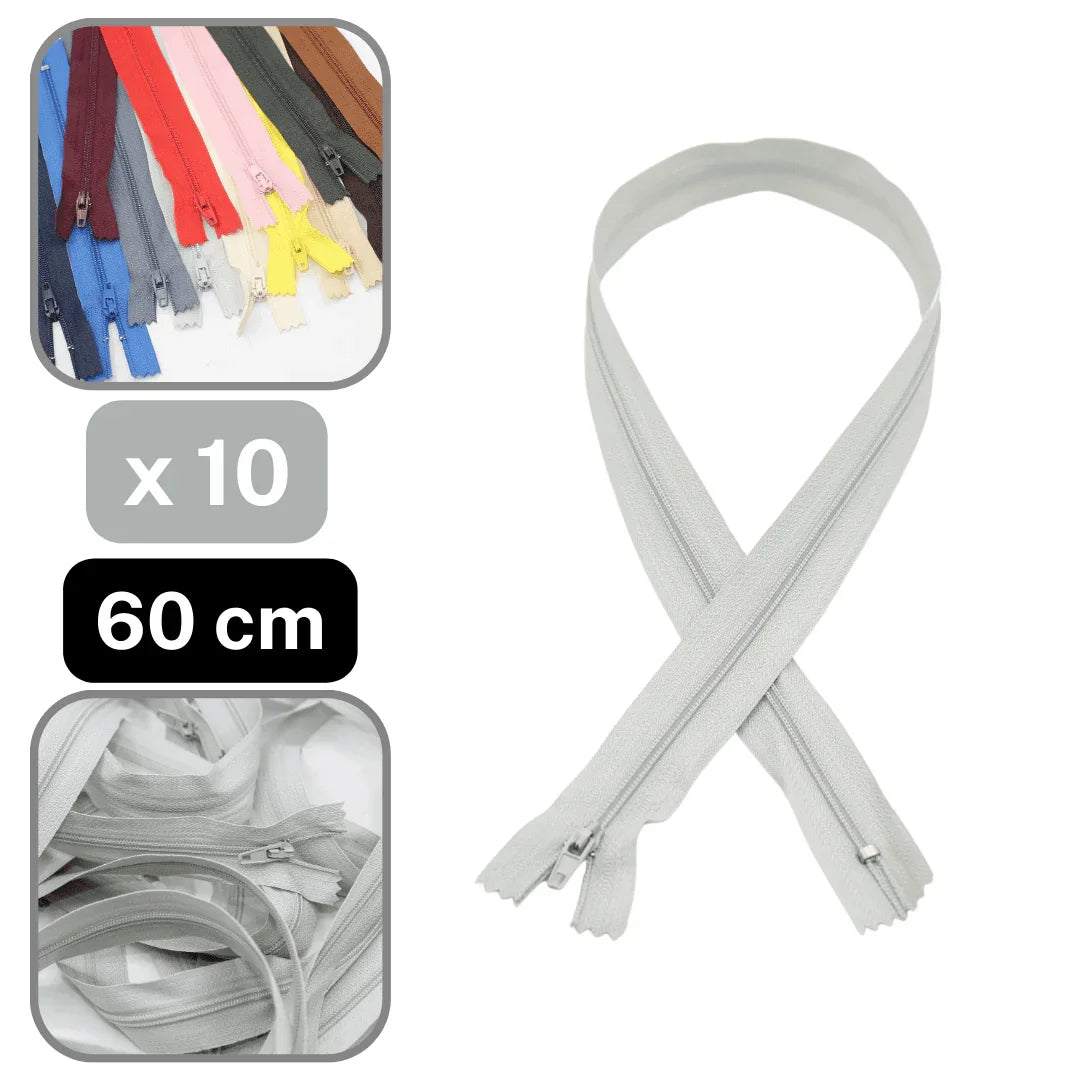 10 Coloured Nylon Zippers available in 18cm, 20cm, 35cm or 60cm #ZNP - ACCESSOIRES LEDUC BV