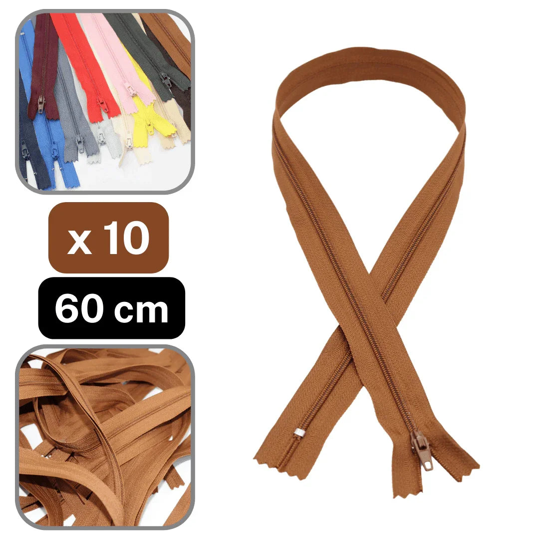 10 Coloured Nylon Zippers available in 18cm, 20cm, 35cm or 60cm #ZNP - ACCESSOIRES LEDUC BV