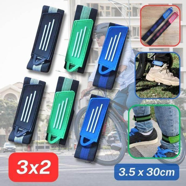 Set of 3 pairs of Elastic Velcro Trouser Straps (Random Colours) for biking / bike / Bicycle - ACCESSOIRES LEDUC BV