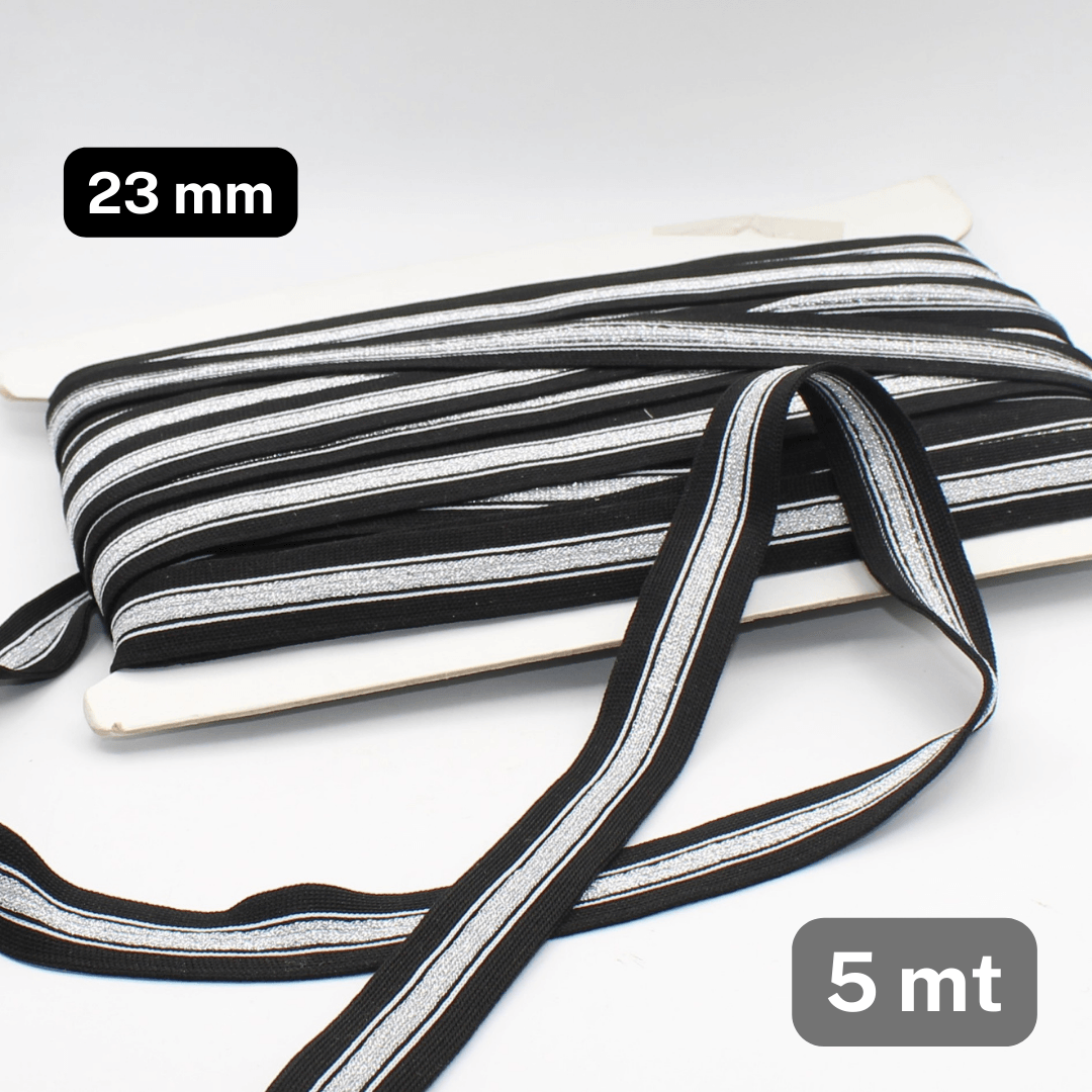 5 Meter Mesh Band in White and Black, High quality Band for Clothing Accessories-23MM-ACCESSOIRES LEDUC