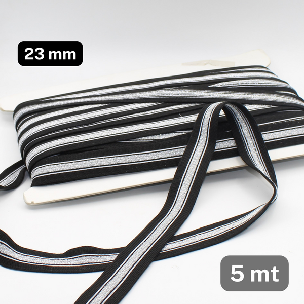 5 meter gaasband in wit en zwart, hoogwaardige band voor kledingaccessoires-23MM-ACCESSOIRES LEDUC